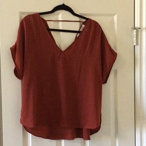 Rust lightweight short sleeve blouse
